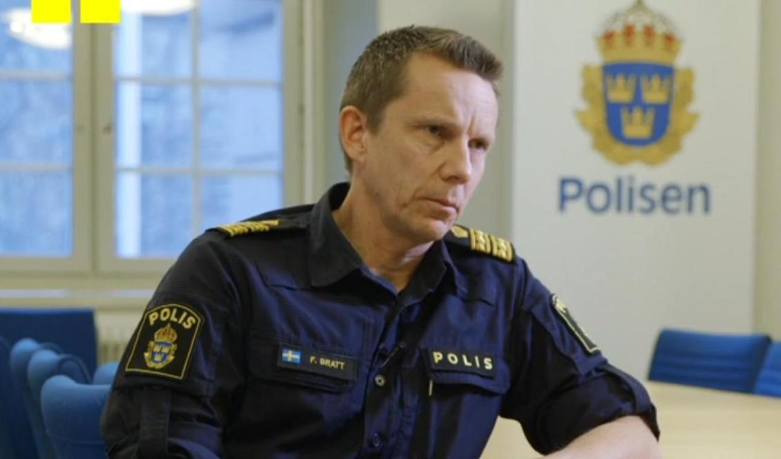 Fredrik Bratt, biträdande chef i polisområde Stockholm Nord. Foto: Skärmdump/SVT