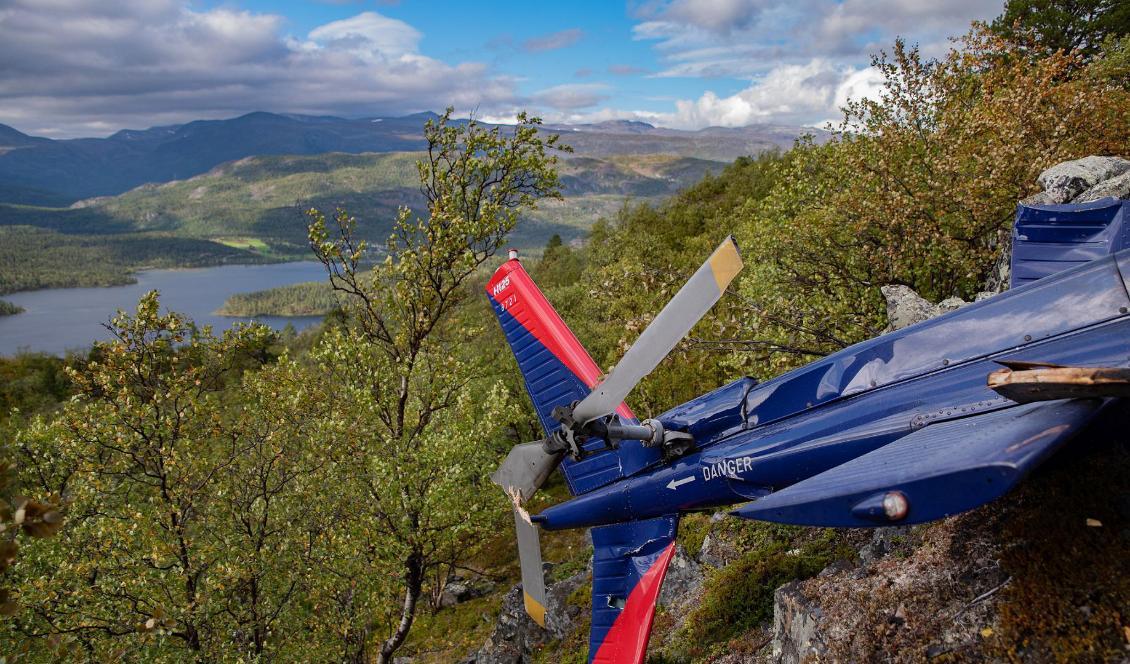 Helikoptervraket vid Kvenvikvannet nära Alta i norra Norge. Foto: Tom Skoglund/Altaposten/TT