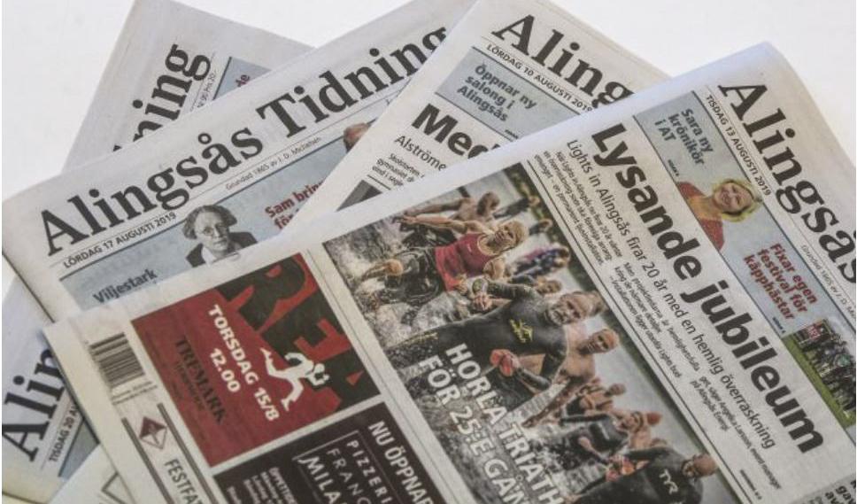 Tidningskoncernen WM Media, som bland annat äger Alingsås Tidning, har begärts i konkurs. Foto: Alingsås Tidning-arkivbild