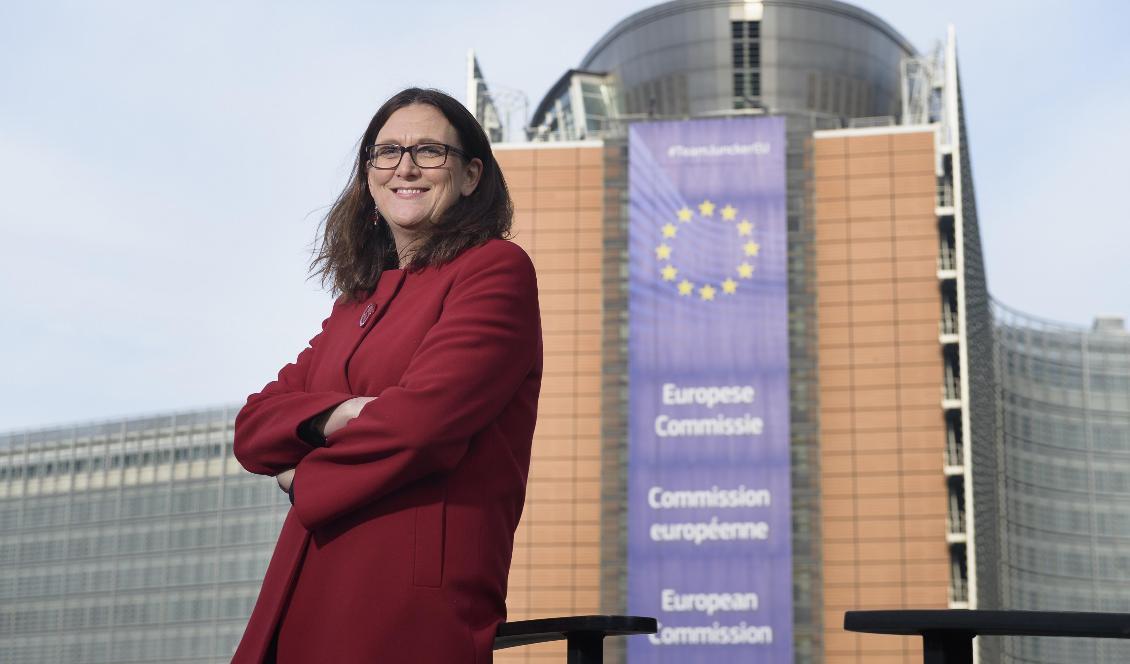 Cecilia Malmström, vars mandat som EU:s handelskommissionär löper ut i oktober, har utsetts till "Årets svensk i världen".  Foto: John Thys/TT-arkivbild