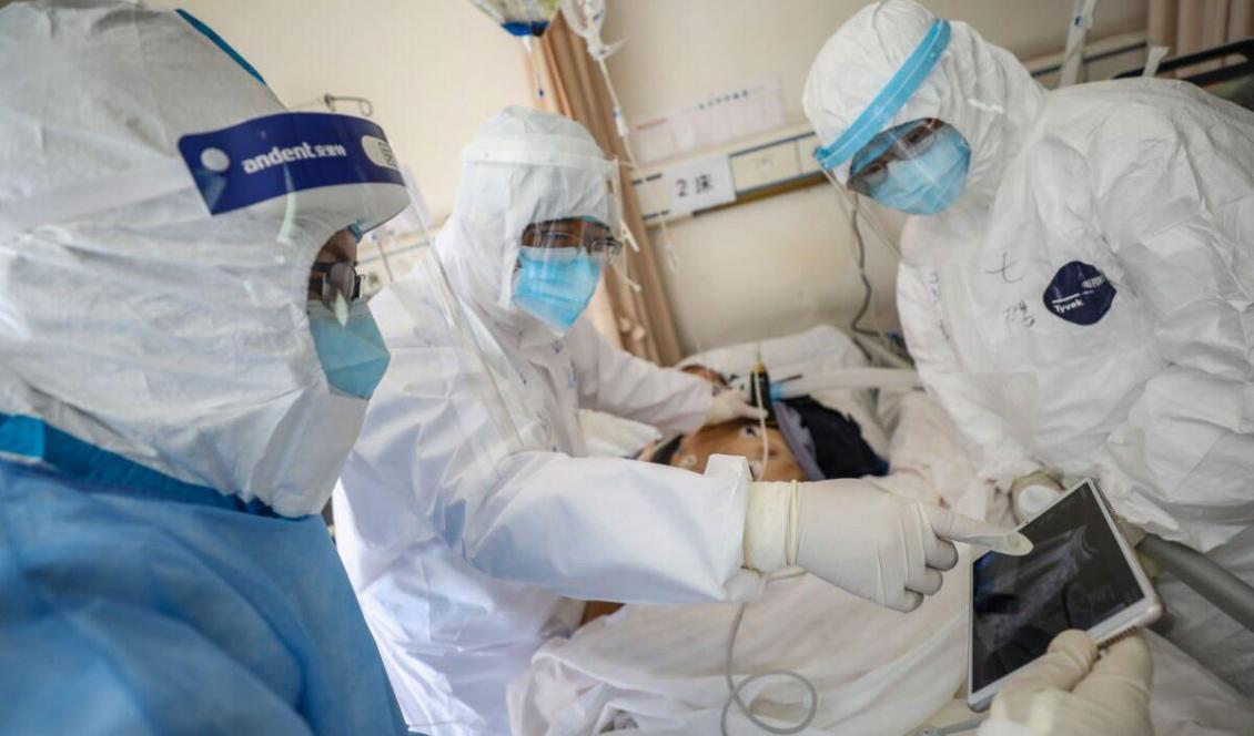 


En läkare tittar på en bild medan han undersöker en patient som är infekterad med COVID-19 vid Wuhan Red Cross Hospital i Wuhan, Kina, den 16 februari 2020. Foto: STR/AFP via Getty Images                                                                                                                                                