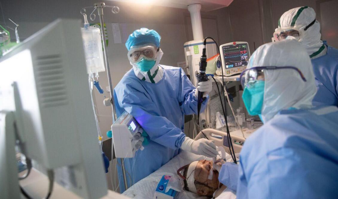 






Medicinsk personal behandlar en coronaviruspatient på ett sjukhus i Wuhan, Hubeiprovinsen i Kina, den 19 mars, 2020. Foto: STR/AFP via Getty Images                                                                                                                                                                                                                                                                                                                                                