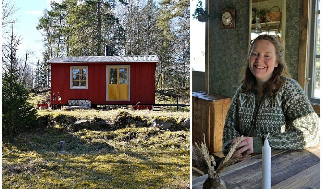 Paula bor i sitt lilla hus på hjul på småländska höglandet. Foto: Sandra Junhammar