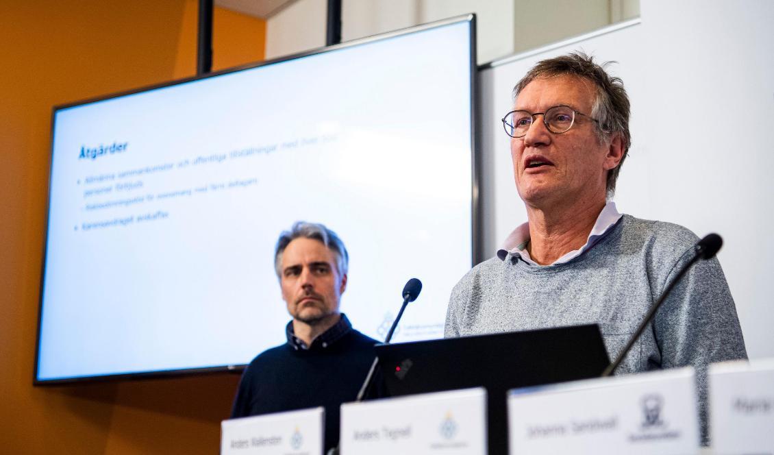Epidemiolog Anders Tegnell talar vid en presskonferens i Solna den 12 mars 2020. Foto: Jonathan Nackstrand/AFP via Getty Images