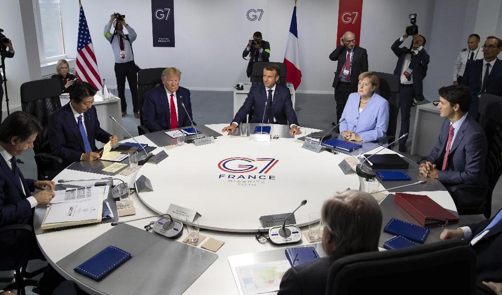 De sju ledarna under G7-mötet i Biarritz i Frankrike i augusti i fjol. Foto: Ian Langsdon/AP/TT