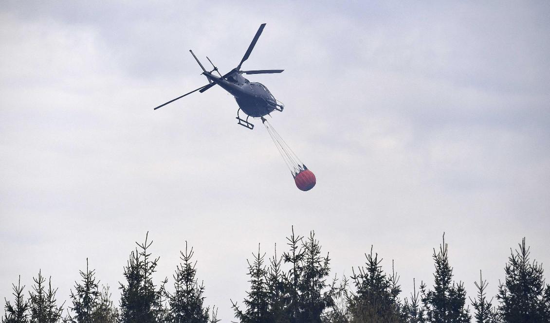 Två helikoptrar från MSB kallades in för att bekämpa en skogsbrand mellan Orsa och Rättvik. Foto: Johan Nilsson/TT-arkivbild