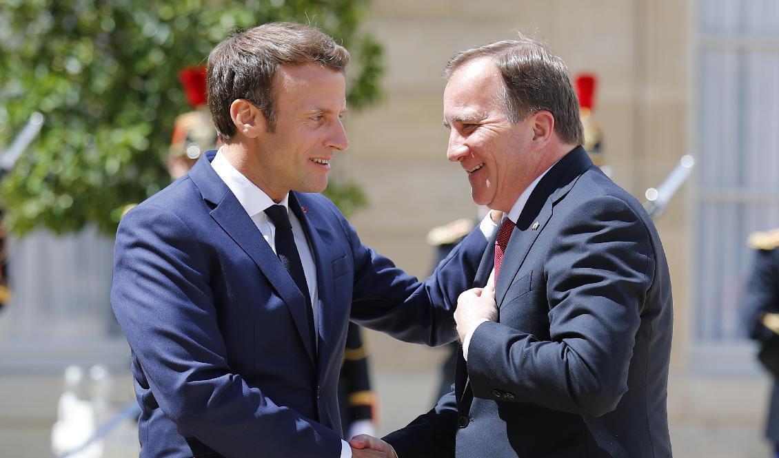Löfven och Macron fotograferade under ett möte i Paris 2019. Foto: Francois Mori/AP