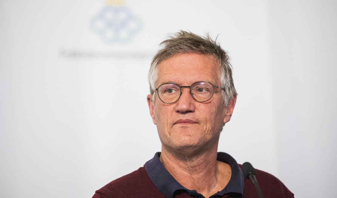 Statsepidemiolog Anders Tegnell vid Folkhälsomyndigheten under den presskonferens den 25 maj 2020 i Solna. Foto: Jonathan Nackstrand/AFP via Getty Images