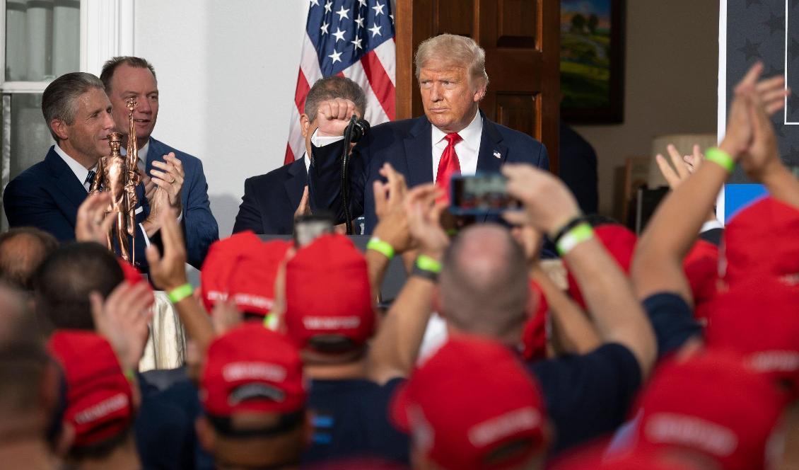



USA:s president Donald Trump vid Trump National Golf Club i Bedminister i New Jersey utanför New York den 14 augusti 2020. Foto: Jim Watson/AFP via Getty Images                                                                                                                                                                                