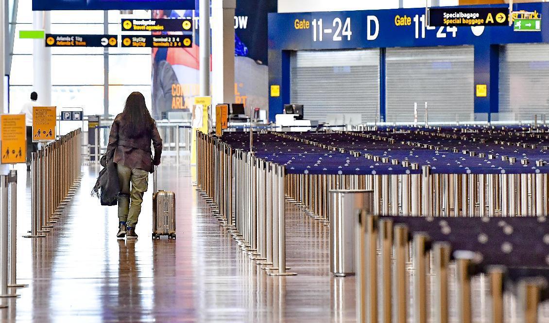 Antalet resenärer vid Swedavias flygplatser minskade med 83 procent i september jämfört med motsvarande period i fjol. Arkivbild. Foto: Jonas Ekströmer/TT