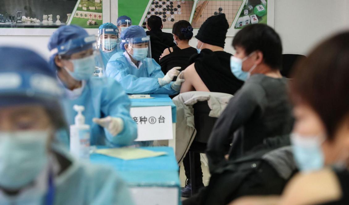 Temporär vaccinstation i Peking, Kina, den 8 januari 2021. Foto: STR/CNS/AFP via Getty Images