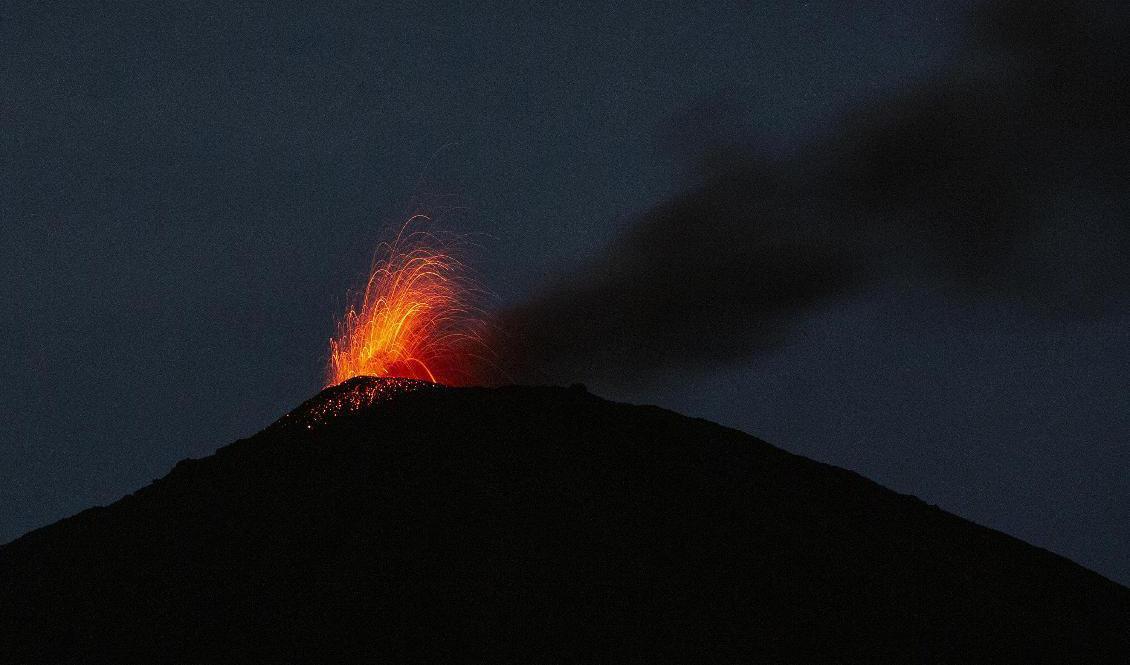 Vulkanen Pacaya i Guatemala, här vid ett utbrott i juli i fjol. Foto: Moises Castillo/AP/TT