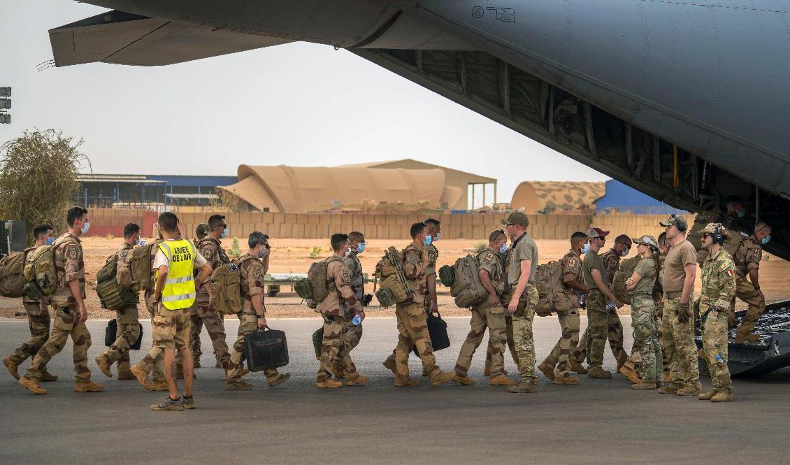 Franska soldater i Operation Barkhane lämnar Mali efter fullgjort fyramånadersuppdrag i landet. Arkivbild. Foto: Jerome Delay/AP/TT