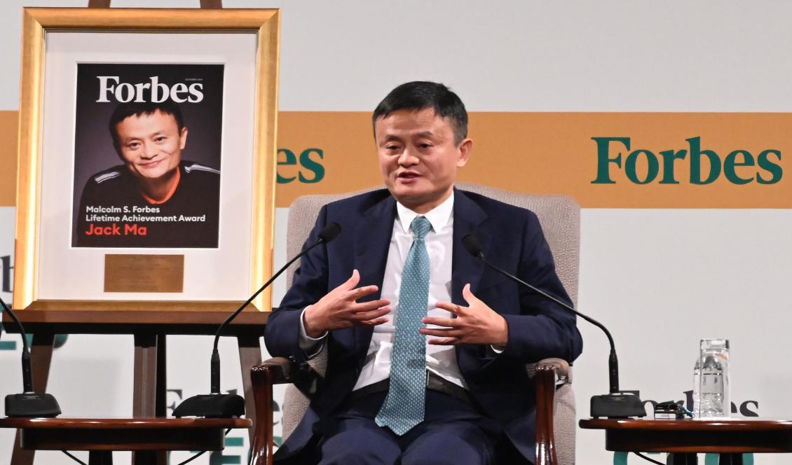 
Alibabas grundare Jack Ma talar under Forbes globala vd-konferens i Singapore, 2019. Alibabas planerade logistikcenter i Belgien kritiseras nu. Foto: Roslan Rahman/AFP via Getty Images                                            