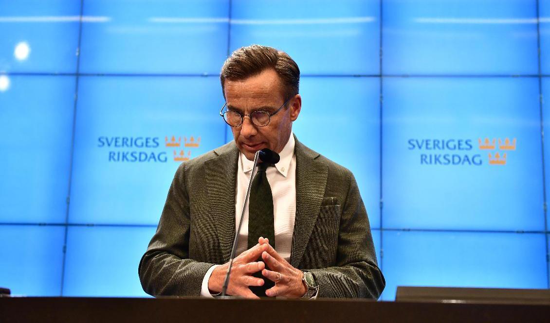 Moderaternas partiledare Ulf Kristersson håller sitt Almedalstal på onsdagen. Arkivbild. Foto: Stina Stjernkvist/TT