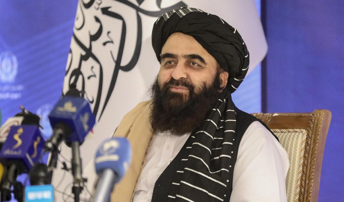 Talibanrörelsens utrikespolitiske ansvarige Amir Khan Muttaqi varnar USA. Arkivbild. Foto: Muhammad Farooq/AP/TT