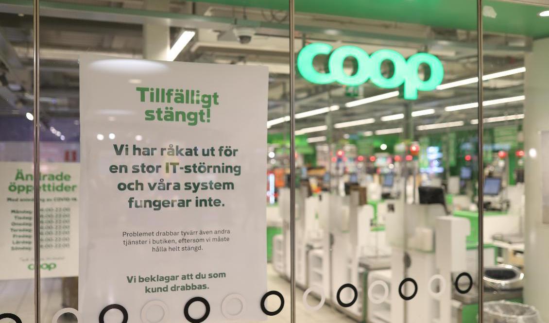 En stängd Coop-butik i Stockholm. Foto: Ali Lorestani/TT
