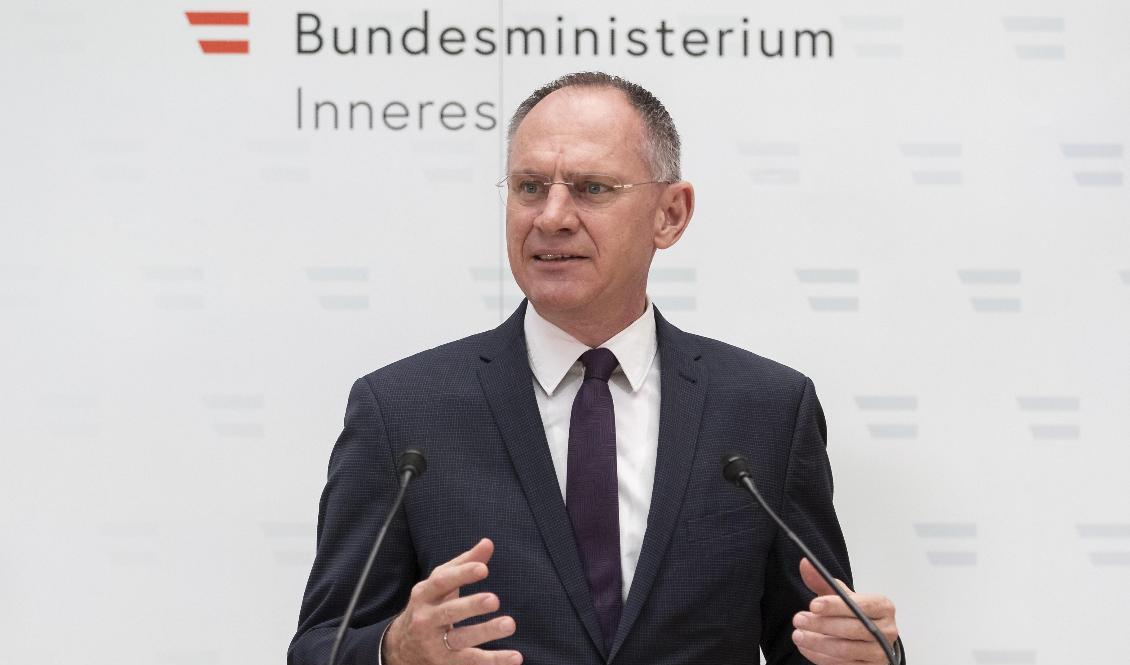Österrikes inrikesminister Gerhard Karner. Arkivbild. Foto: Lisa Leutner/AP/TT