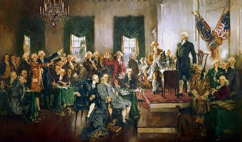 








Tavlan av  Howard Chandler Christy föreställer signeringen av den amerikanska konstitutionen år 1787. Foto: Public Domain                                                                                                                                                                                                                                                                                                                                                                                                            