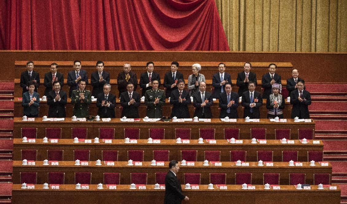 

Den årliga sammankomsten av kinesiska lagstiftare 2018 avslutades med ett nationalistiskt tal av president Xi Jinping. Foto: Kevin Frayer/Getty Images                                                                                        
