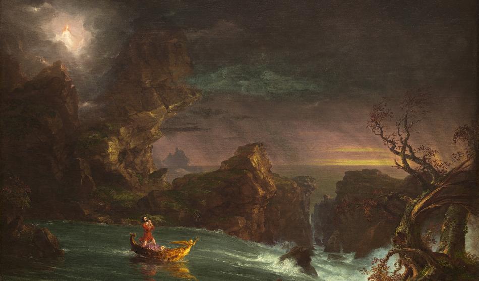 Mitt i livet ber människan om att få överleva turbulensen i livet. The Voyage of Life: Manhood, 1842, av Thomas Cole. National Gallery of Art, Washington, DC. Foto: Public Domain