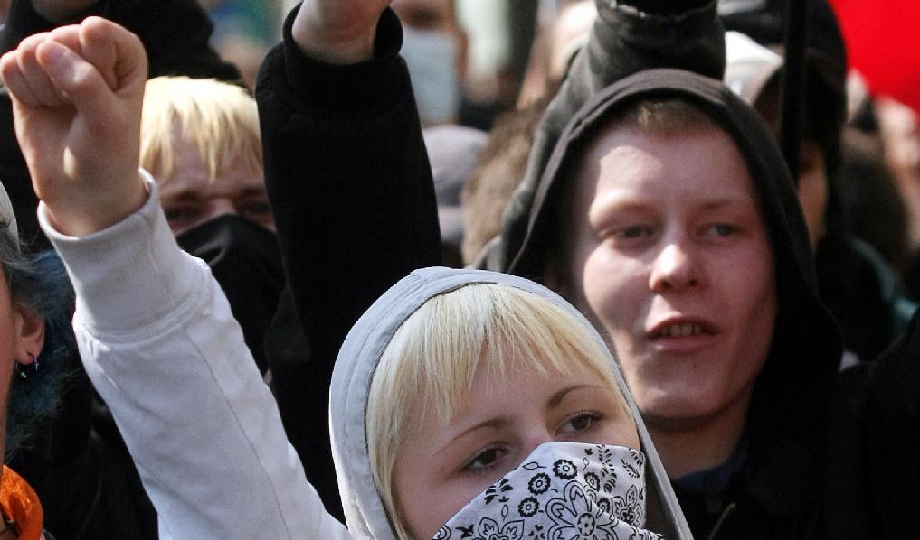 
Det förbjudna bolsjevikpartiet marscherar i Moskva den 1 maj 2010. Foto: Andrei Smirnov/AFP via Getty Images                                            