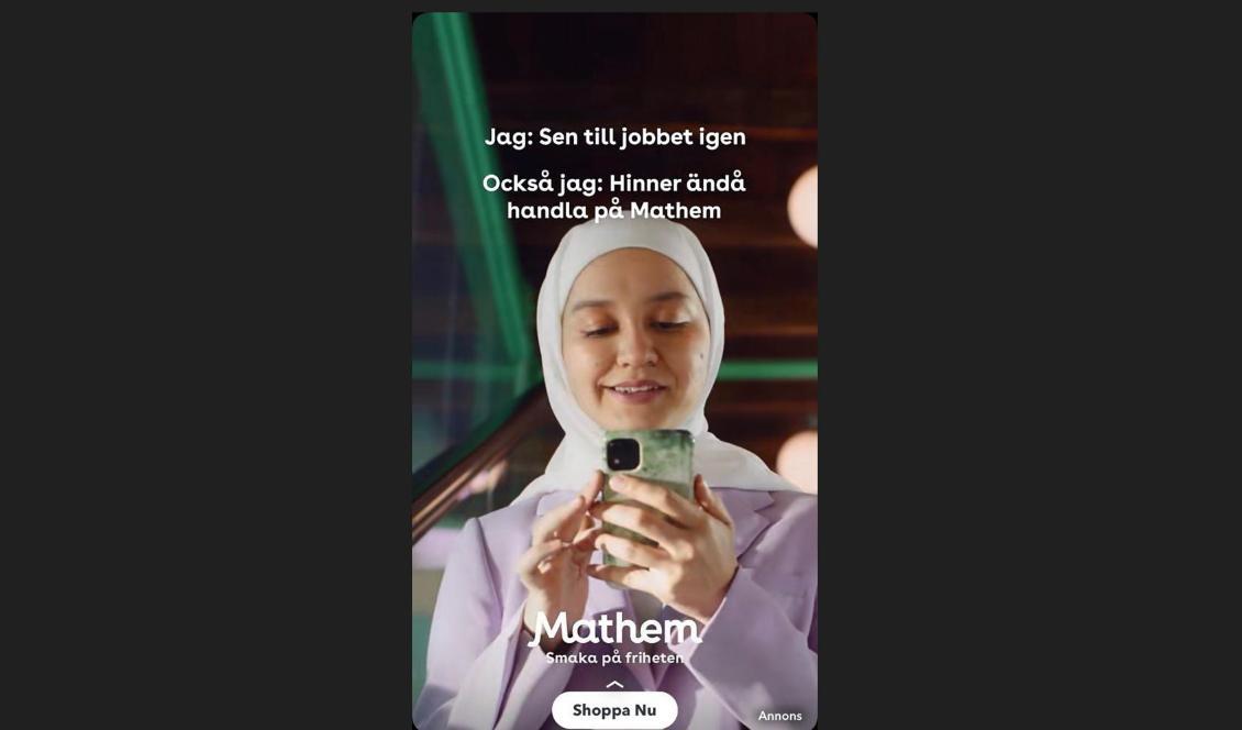 
Mathem väljer att bort en annons efter kritik. Foto: Skärmdump/Twitter                                            