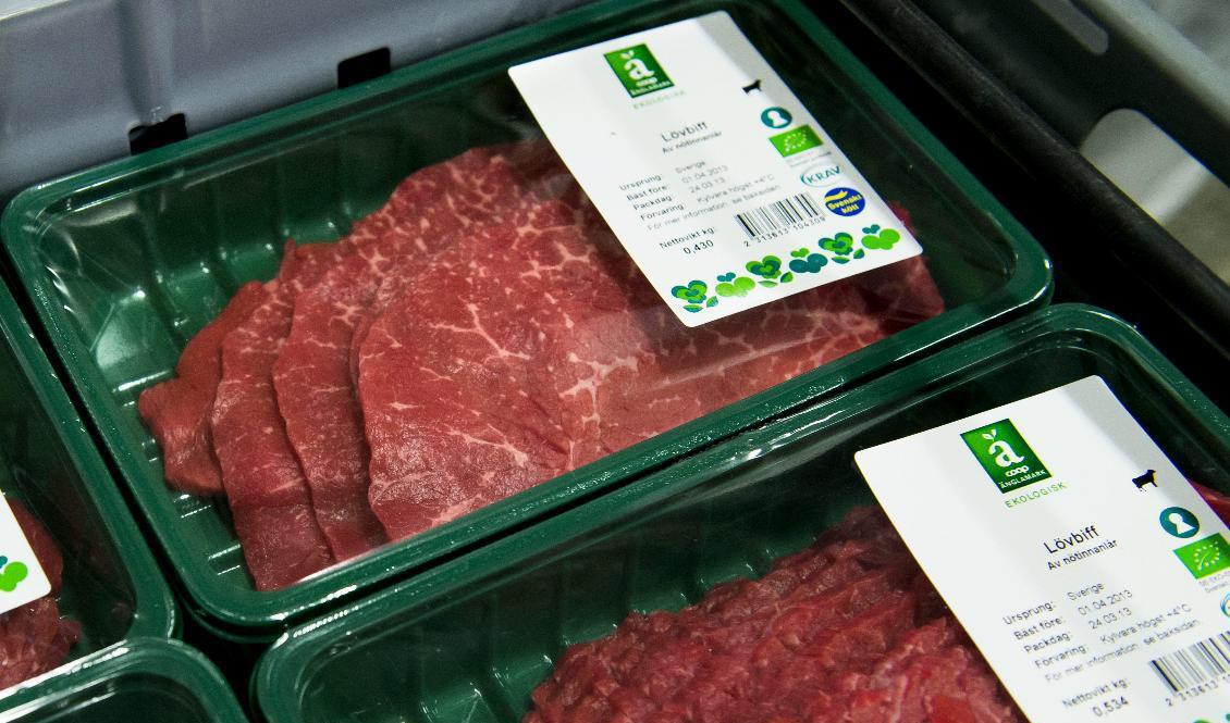Kött är så stöldbegärligt att köttdisken nu är låst kvällstid i en Coop-butik i Kungälv. Arkivbild. Foto: Claudio Bresciani / TT