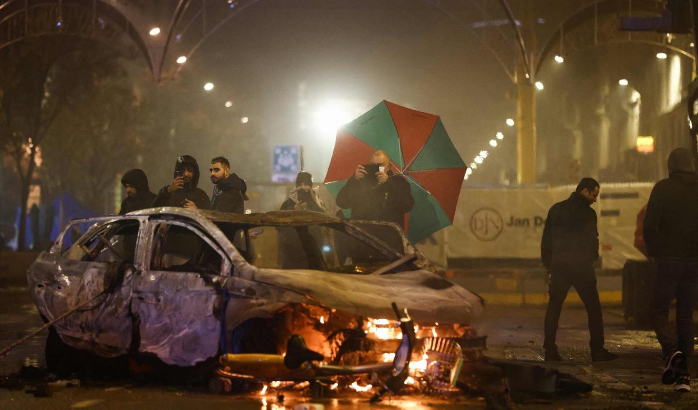 Våldsamheter bröt ut i belgiska Bryssel den 27 november. Foto: Kenzo Tribouillard/AFP via Getty Images