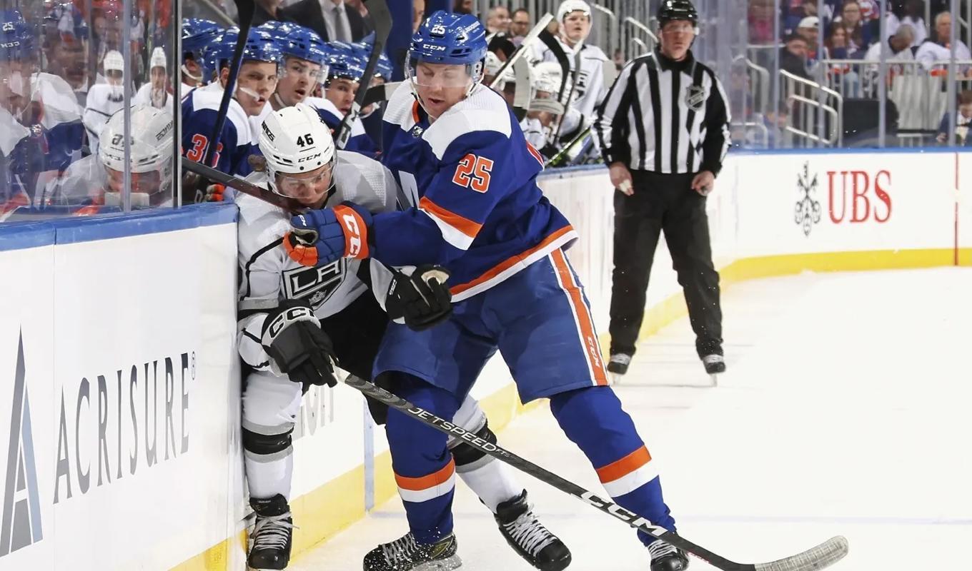 New York Islanders svenske spelare Sebastian Aho hade spelat 16 matcher utan att göra mål innan det äntligen lossnade mot Winnipeg.Foto: Bruce Bennett/Getty Images