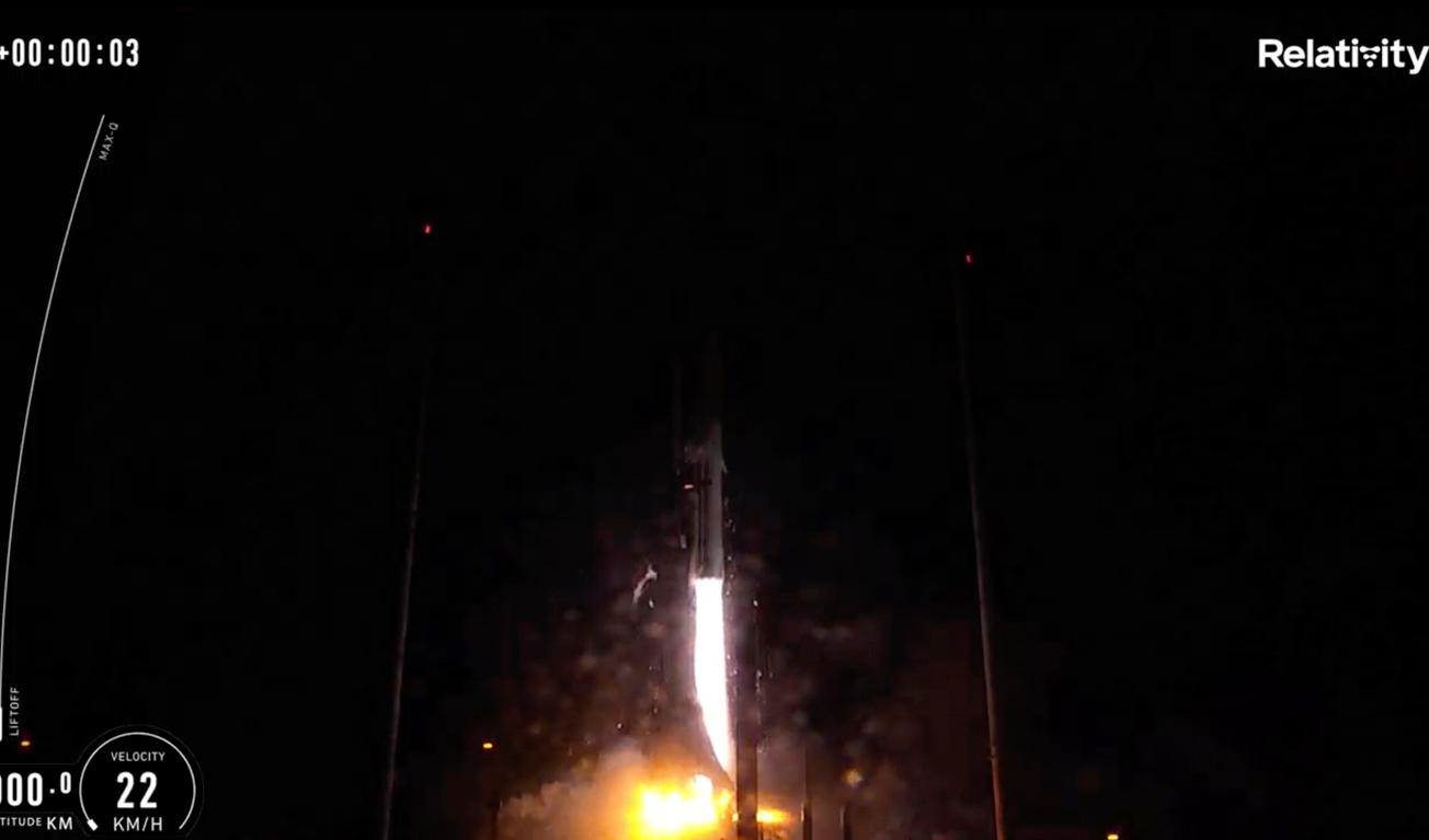Raketen Terran 1 lyfte som den skulle, men sedan gick något snett. Foto: AP/TT
