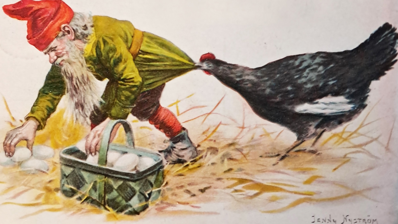 Bokserien ”Barnbiblioteket Saga”, 1910, finns en självbiografisk artikel av Jenny Nyström, där hon berättar om anledningen till att hon illustrerade sagor för barn. Foto: Leopolds Antik