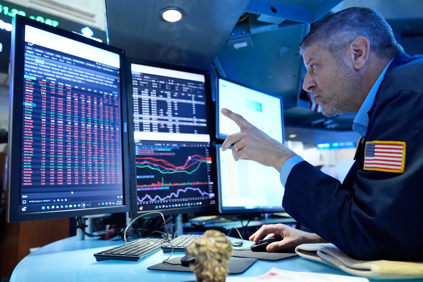Handlarna på Wall Street hade i huvudsak stigande kurser att hantera på måndagen. Arkivbild. Foto: Seth Wenig/AP/TT