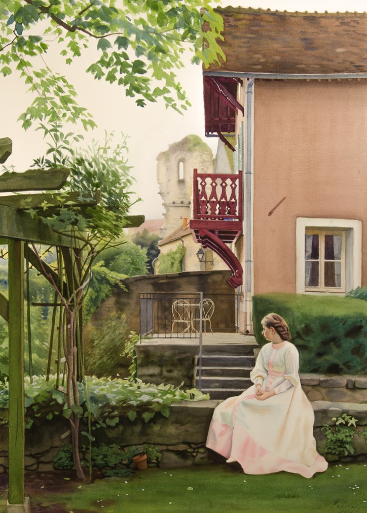 2014 Manon vid Hotel Chevillon, 112 x 82 cm, akvarell.